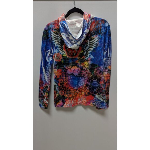 DLNA Sport Multicolor Graphic Art Faux-Suede Zippered Jacket - Picture 2 of 2